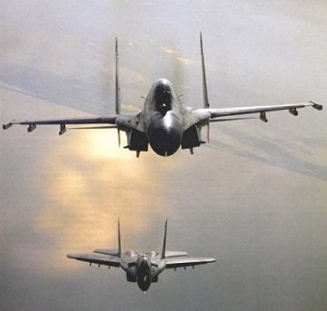 Mikoyan MiG-29 Fulcrum junto a un F-14 Tomcat