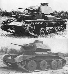 Tanques crucero A9 (Vickers) y A13 Mk IV (Nuffield)